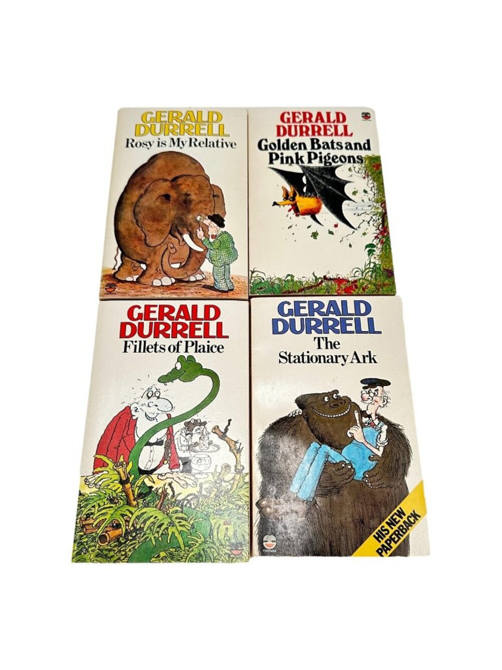 Gerald‎ Durrell Book Lot 4 PB Fillets Rosy Bats Pigeon Ark Vintage 70s Fontana